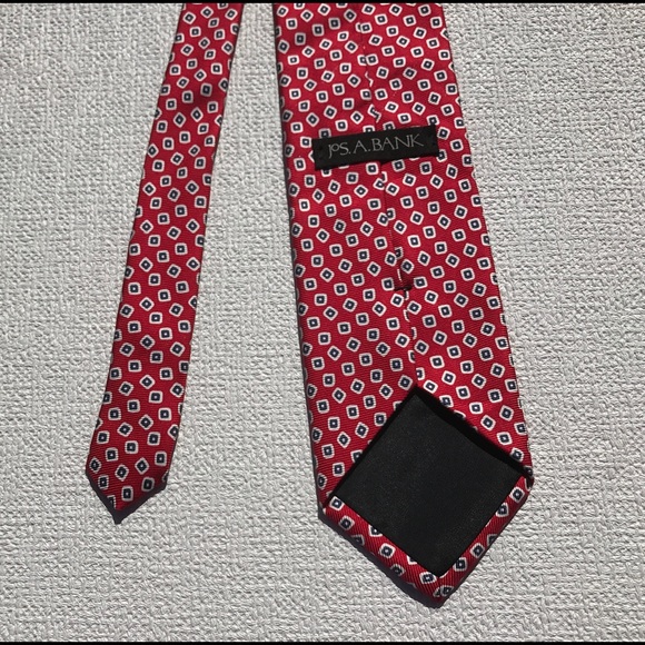 Jos. A. Bank Red Tie with White/Blue Square Tie - Picture 5 of 6